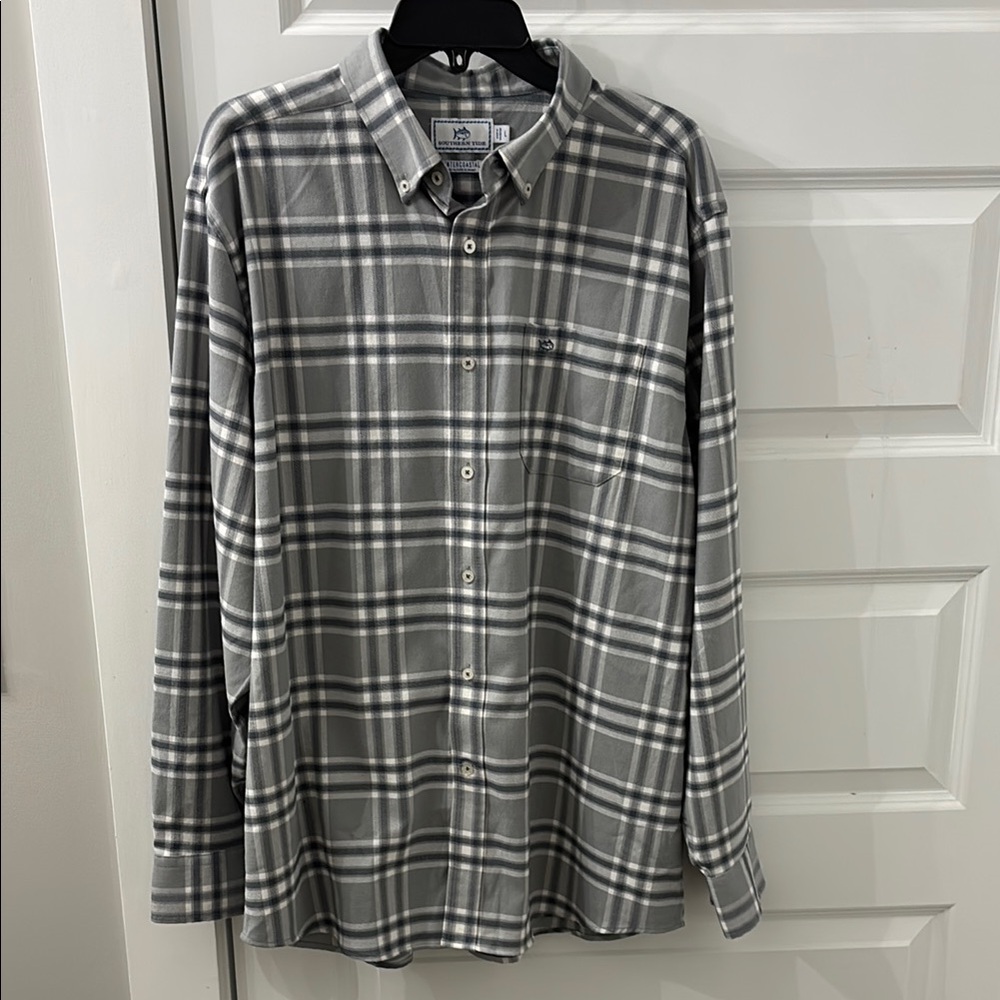 Men's Gray Plaid Southern Tide Large Shirt